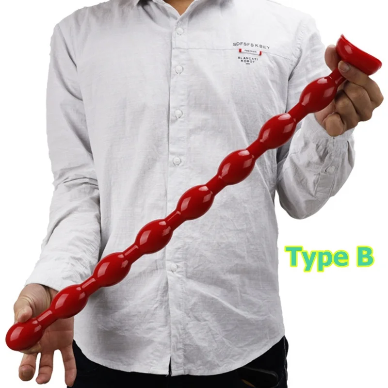Plug anal souple à billes et long dildo en silicone pour anus_voghion.com