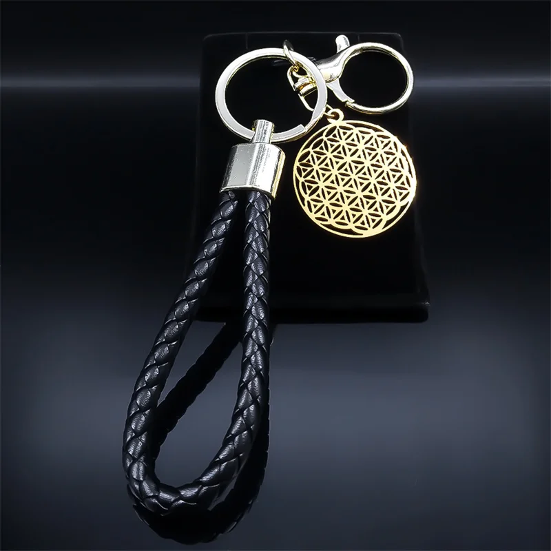 Sacred Geometry Buddhist Flower of Life Stainless Steel Keyring Holder for Women/Men Seed Of Life Keychain Jewelry fleur de vie