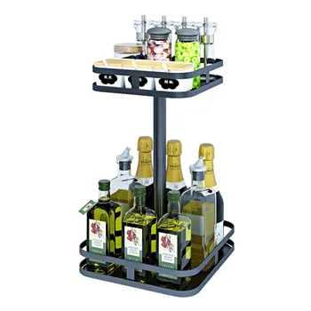 square or round spice rack rotating stainless steel kitchen double-layer three-layer hotel spice storage rack