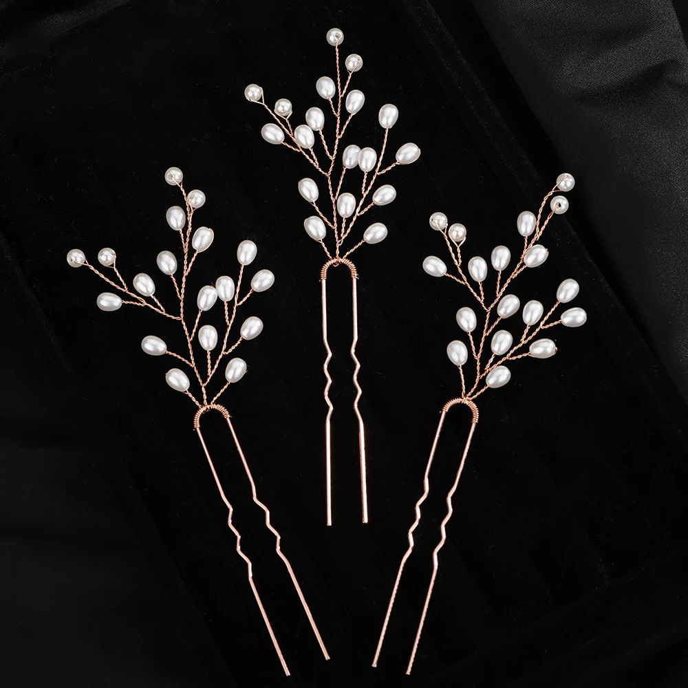 Silver Pearl Bridal Hairpins Gold Women Wedding Hair Accessories Jewelry Chic Handmade Headpiece Tiaras Bride Hair Ornaments hair accessories bridal hair accessories