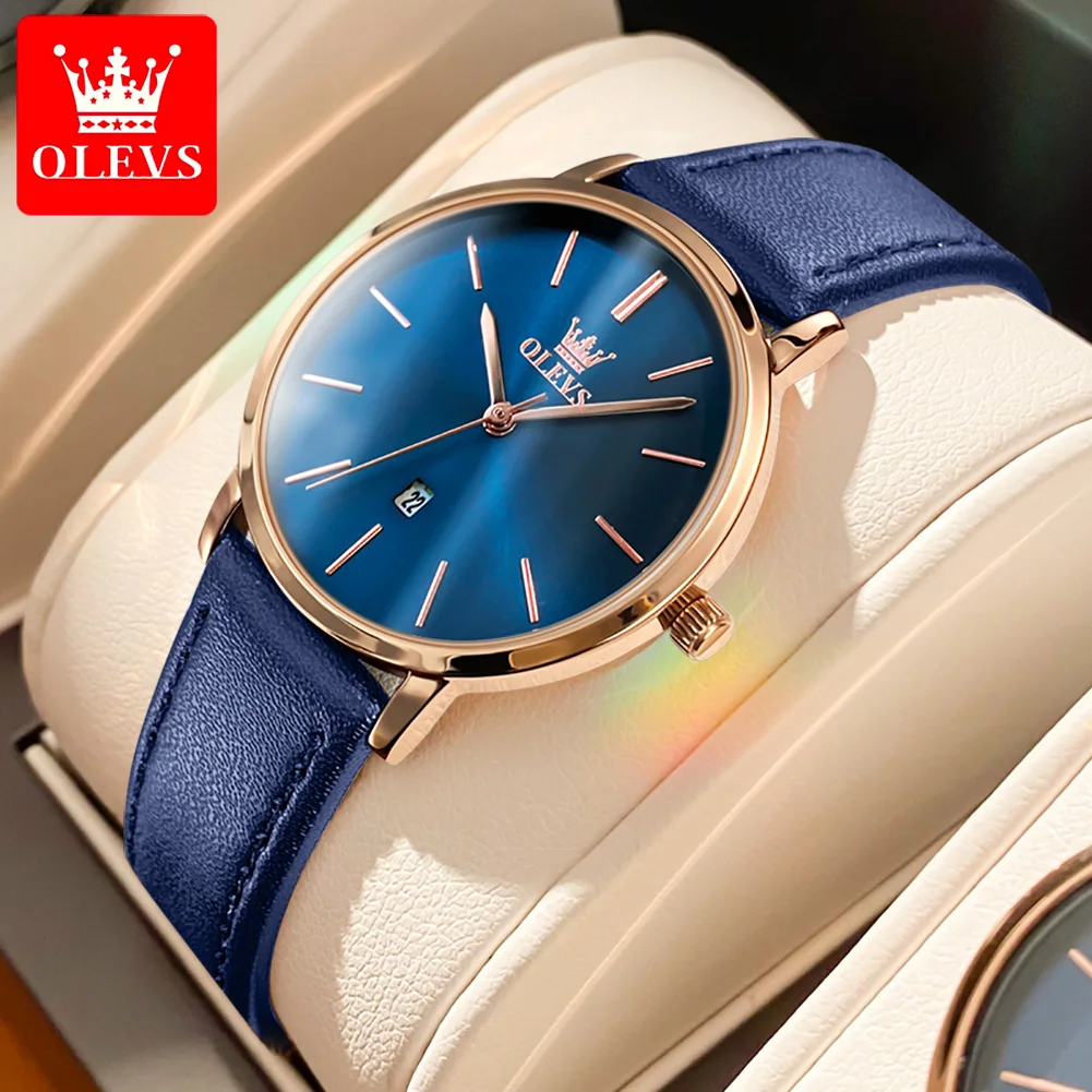 

OLEVS 5869 Dress Watch For Women Luxury Top Brand Auto Date Waterproof Women's Watches Original Leather Strap Quartz Wristwatch