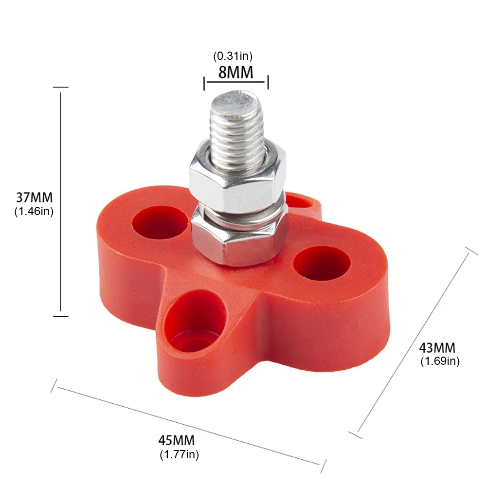 2Pcs Terminal Block Stud Junction Post Kit Single/ Dual Studs 48V Insulated Junction Post M8 for Auto Marine Car Trailer RV Boat power distribution block marine fuse block