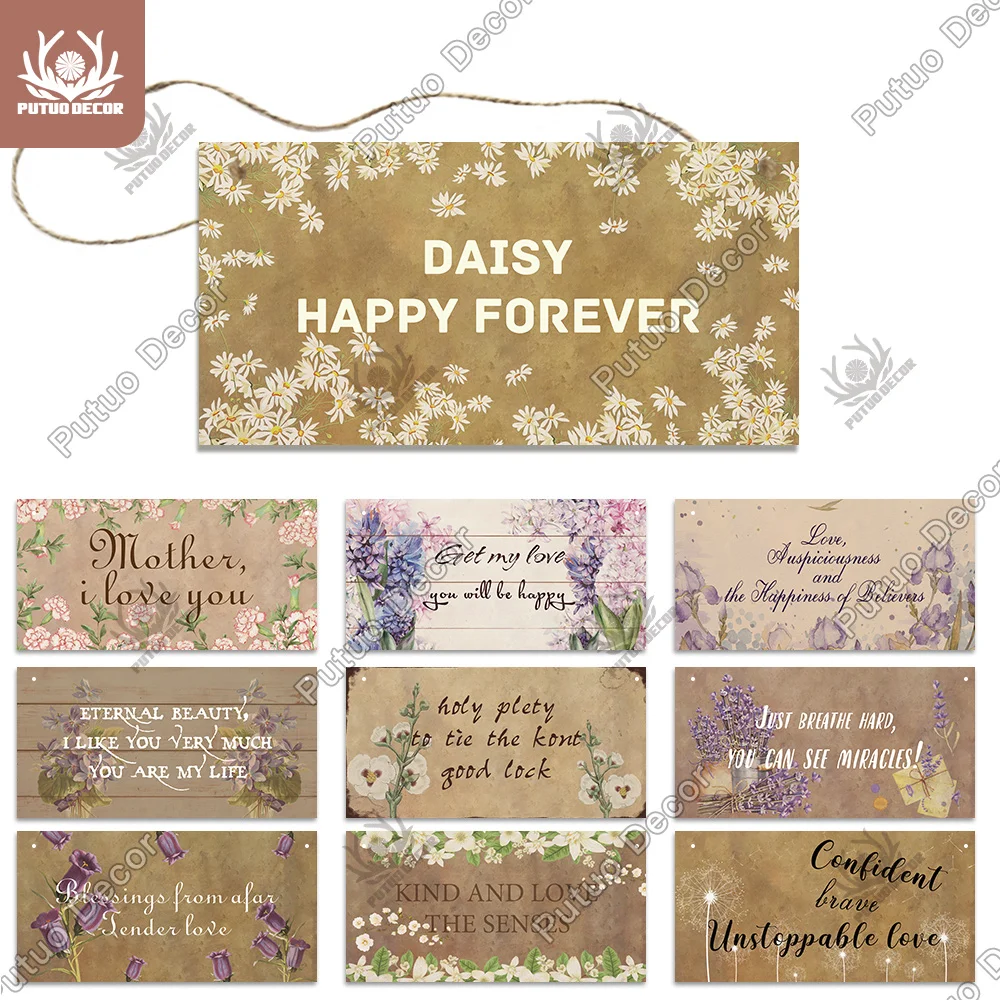 

Putuo Decor Flower Wooden Sign Garden Sign Plaques Lovely Friendship Gift Tags for Garden Rustic Wall Decor Home Decoration