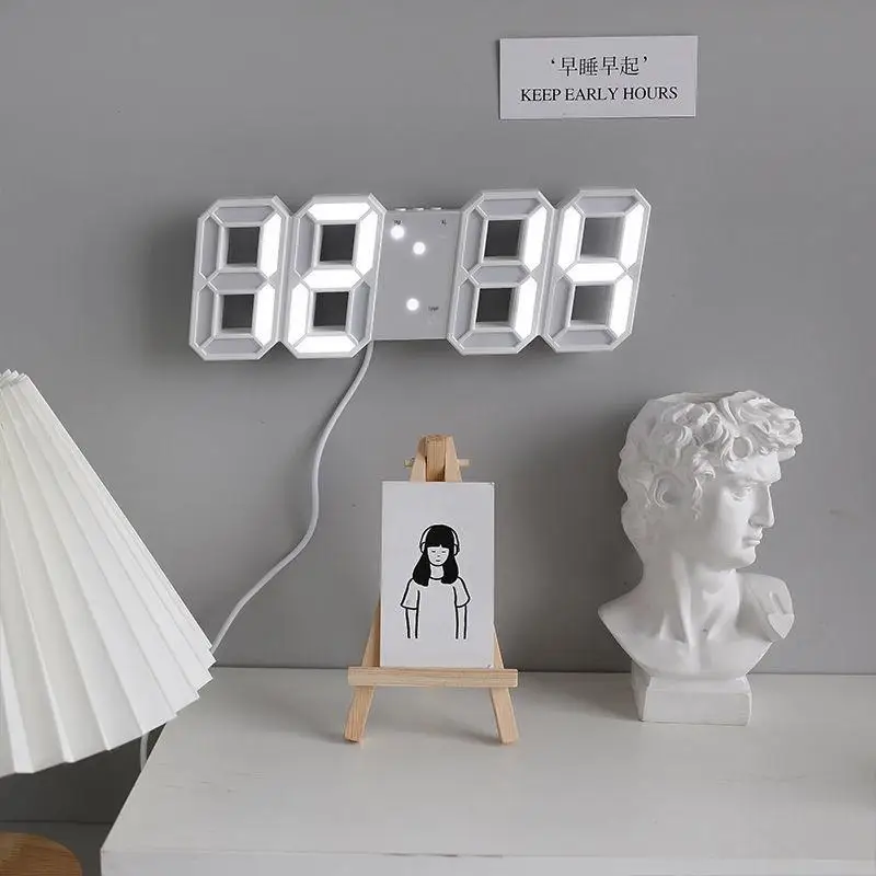 

3D LED Digital Clocks Alarm Nordic Wall Clocks Hanging Watch Snooze Table Clocks Calendar Thermometer Electronic Digital Clocks
