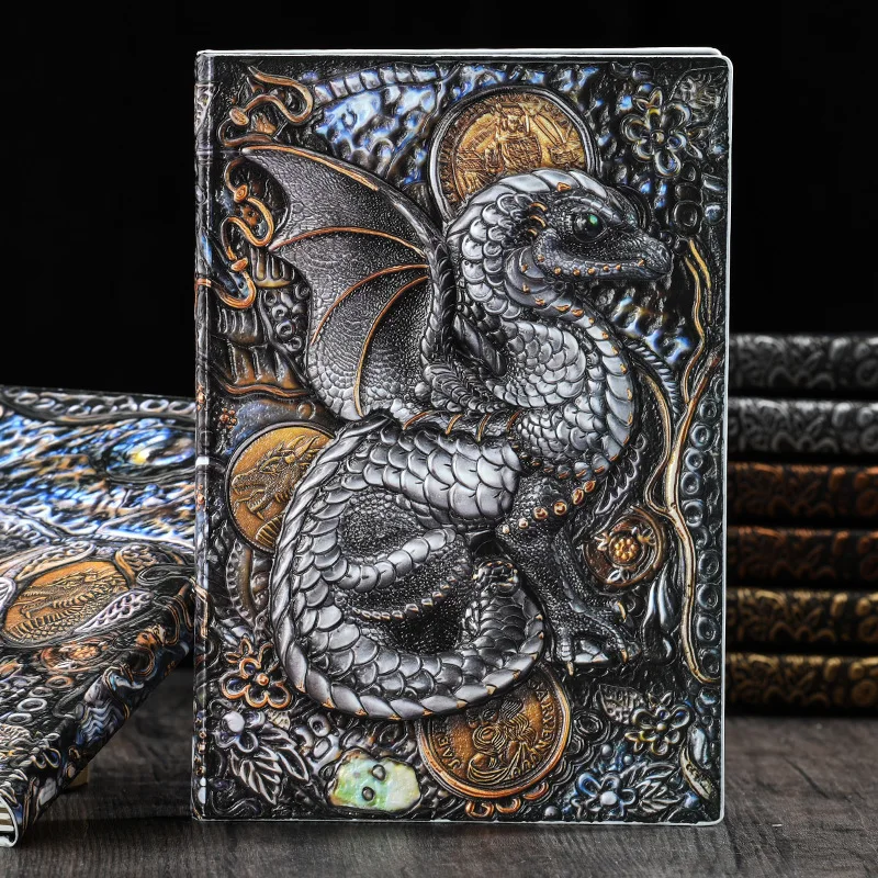 

Cosplay Decorative Book DND Five Color Dragon Dinosaur Vintage Embossed Notebook