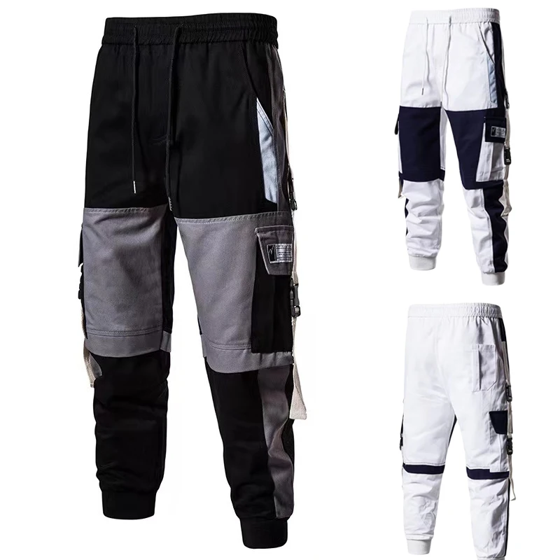 

Men's Large Size Work Pants Drawstring Tide Loose Hip-hop Casual Pants Multi-pockets Overalls Men's Sweatpants Cargo Pants