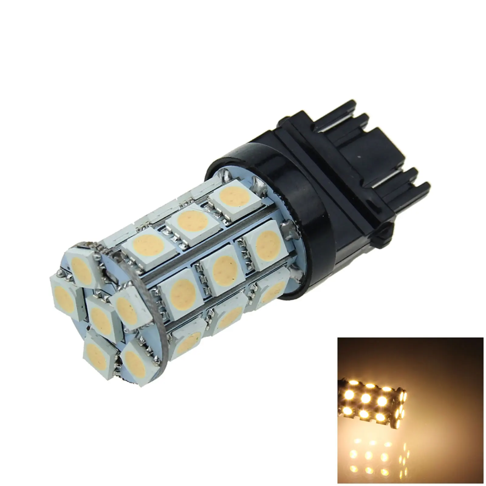 

1x Warm White Car 3157 Brake Light Backup Blub 27 Emitters 5050 SMD LED 3057 3155 F004-WN