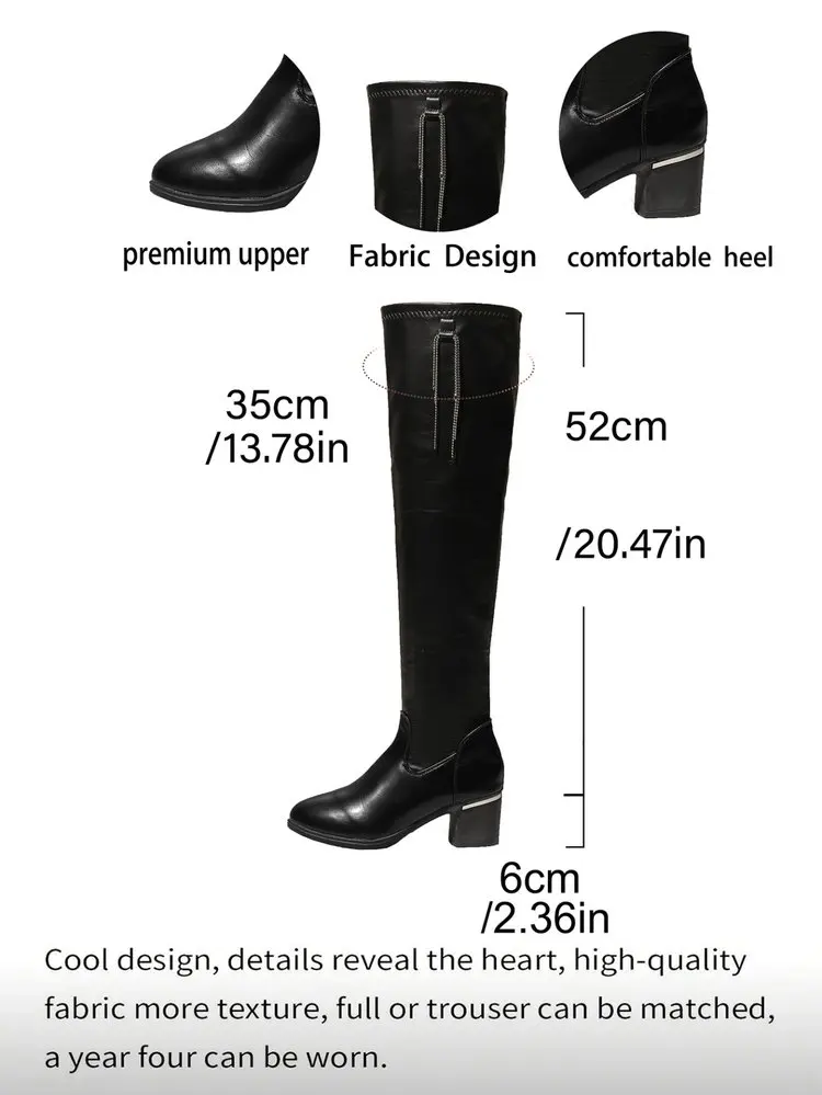 Schwarze Overknee Stiefel Für Damen Mit Blockabsatz Und Wildleder_voghion.com