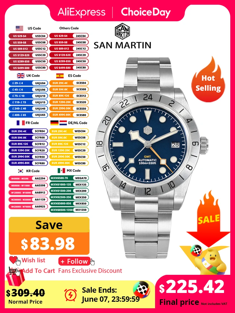 San Martin-Montre de Luxe pour Homme, NH34, 39mm, BB Gstuff, Cadran de Documents, existent, Mécanique, Date Saphir, BGW9