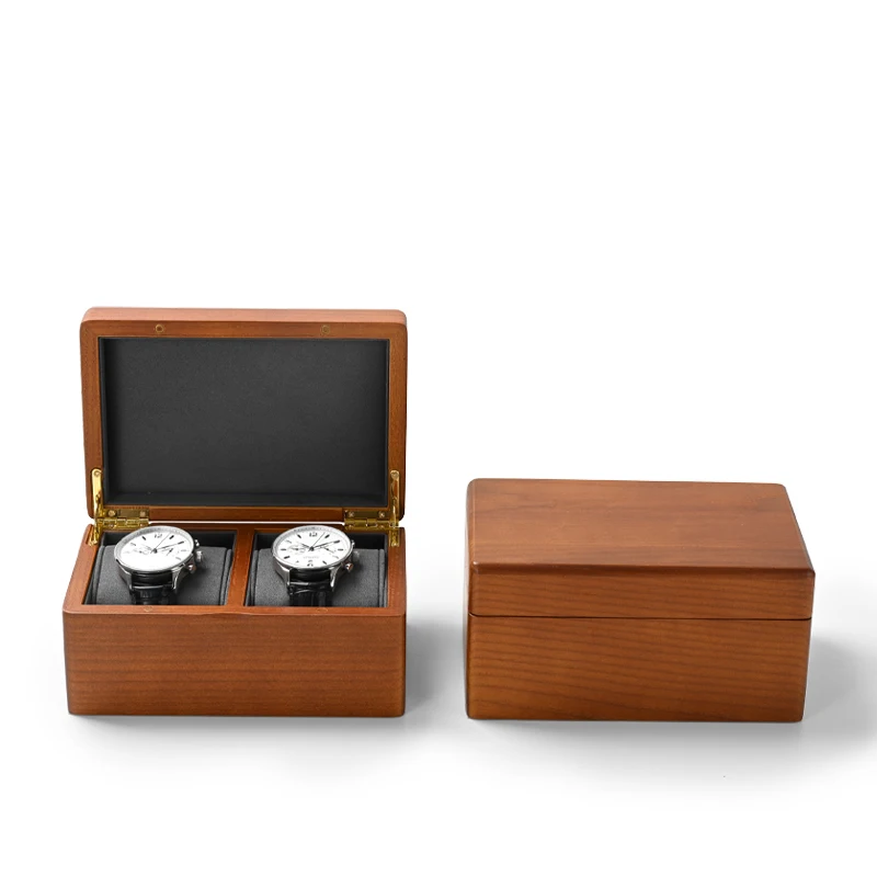 Elegant Wooden Watch Storage Box with Pillow Bag - Portable Timepiece Display Case