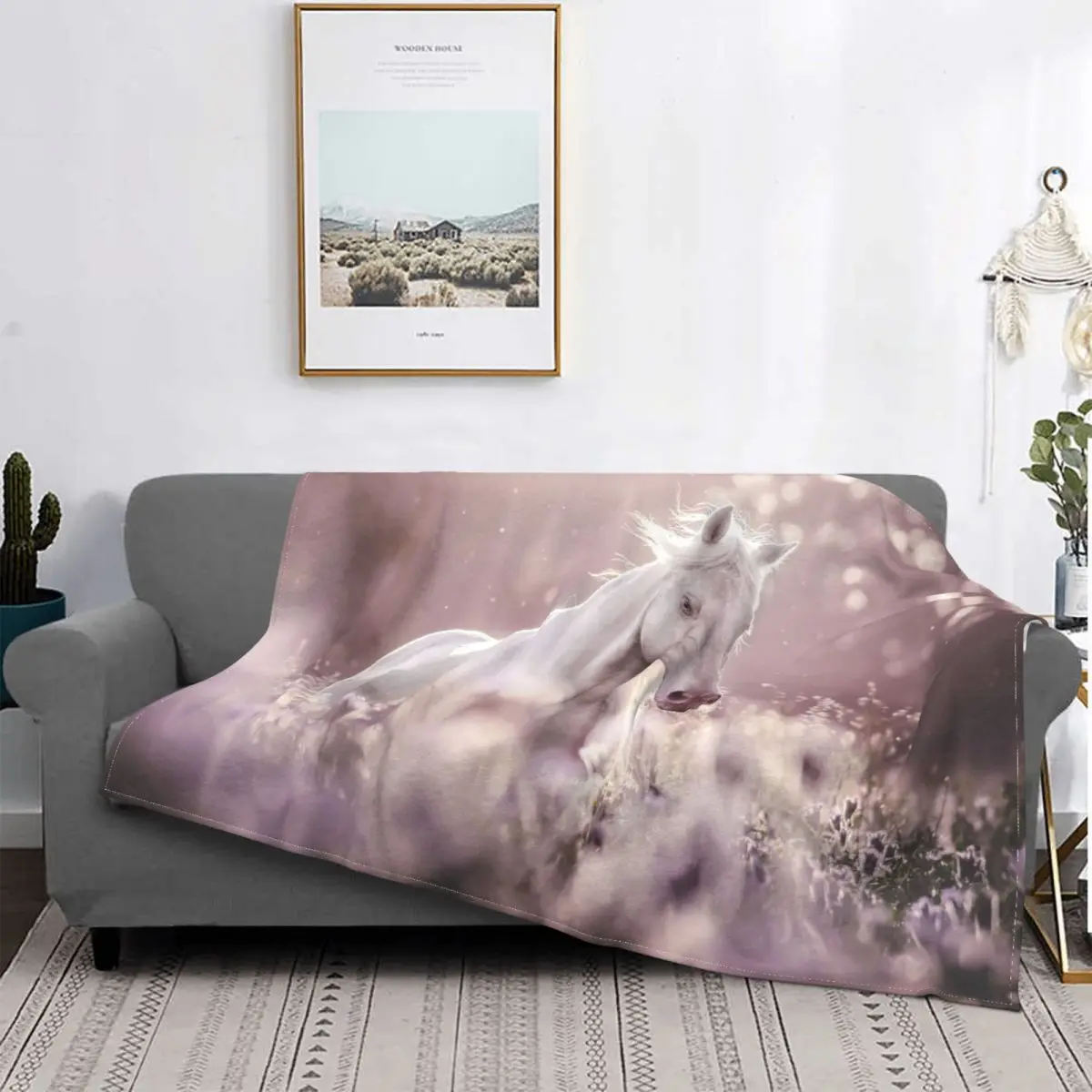 

3D Art Horse Blanket Flannel Textile Decor Animal Popular Breathable Soft Throw Blanket for Bed Couch Plush Thin Quilt