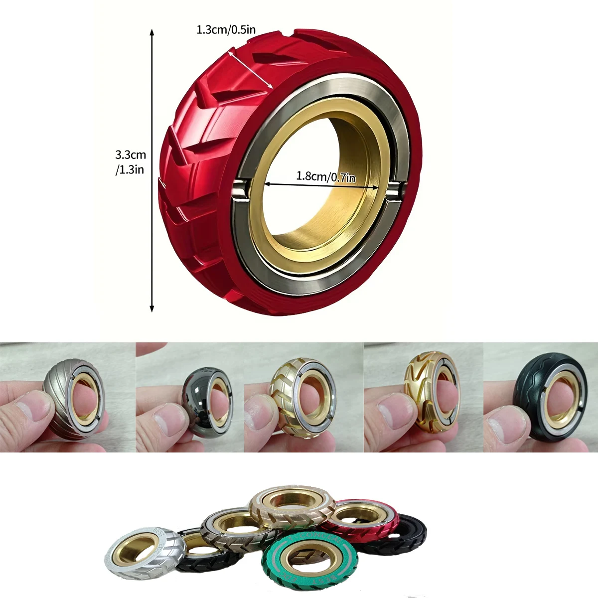Fidget Toys Anti Stress Ring Slider Magnetic Metal Stainless Steel ADHD