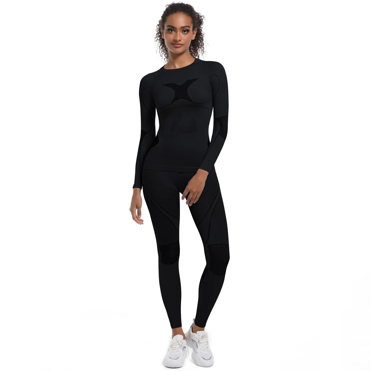 Women Girl Skiing Underwear Set Fitness Workout Thermal Gym Ski Snowboarding Sport Running Yoga Exercise Suit Long Johns 01 3