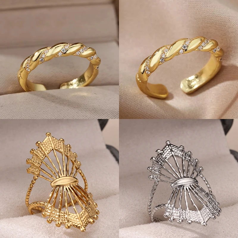 Zircon Twisted Rings Geometric Finger For Women