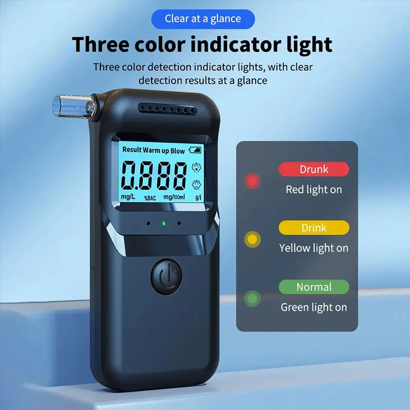Alcohol Breathalyzer Tester with Digital LCD Display Grade Accuracy Personal Alcohol Tester for Home Use Drunk Driving Analyzer