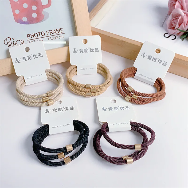 10pc/pack implicity Women Elastic Hair Rubber Bands High Quality Girls Hair Bands Hair Scrunchies Gold Plated Hair Accessories 10pc lot 3cm small hair ropes girls transparent color elastic hair bands kid ponytail holder tie gum hair accessories