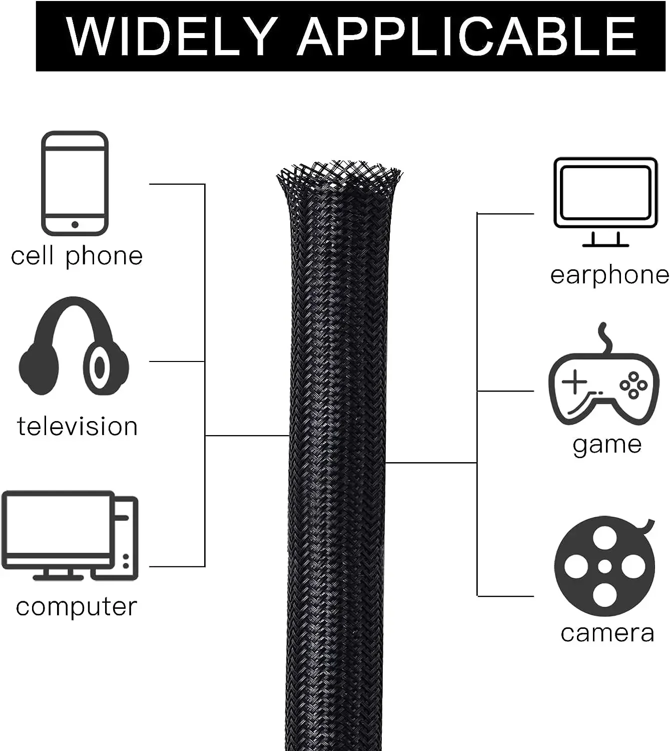 5/1M Braided Cable Sleeve PET Nylon Wrapping Cable Casing Sleeves Wire for Desk PC TV Wire Protector Wrap Cover