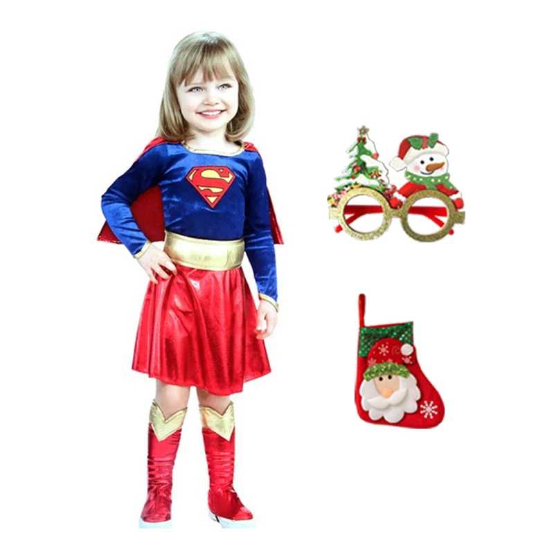 Carnival Kids Superhero Super Girls Cosplay Costumes Cloaks Party Dress Birthday Clothes Halloween cosplay costume