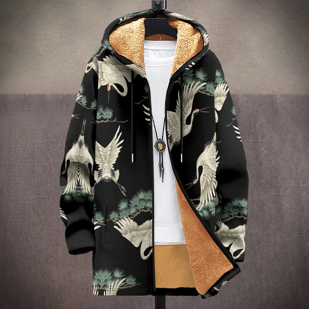 Men Cardigans Coats Woods Loong Art Skull Graphics Printed Plush Thick Winter Jackets Fashionable Streetwear Unisex Clothing 2