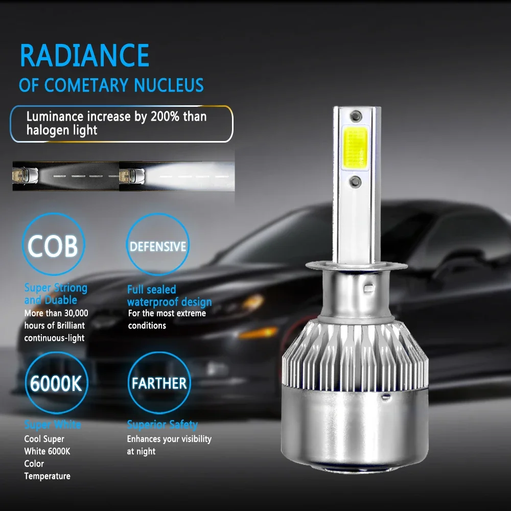 PANOVEHEL LED Headlight Bulbs H1 H3 H7 H4 880 H11 HB3 9005 HB4 9006 H13 6000K 72W 12V 8000LM Car Headlamps led lights led bulbs led headlights led car lights led car headlights car headlamps