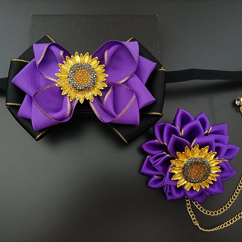 Original Herren Hochzeits-Sonnenblumen-Krawattenbrosche Business-Bankett-Konzert-Anzug-Hemd-Accessoire-Set Hochwertiger Handgefertigter Schmuck Geschenk – Detail 4