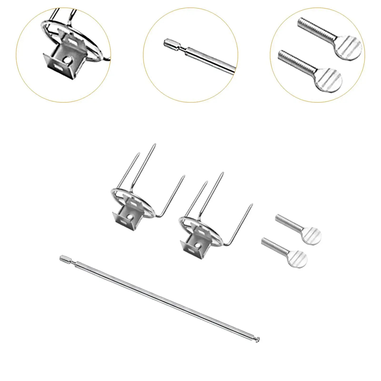 Rotating Chicken Fork Grill Rotisserie Kit Complete Holders for Most Grill