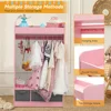 Kids Costume Organizer、 Costume Rack、Kids Armoire、Open Hanging Armoire Closet with Mirror-PINK 5