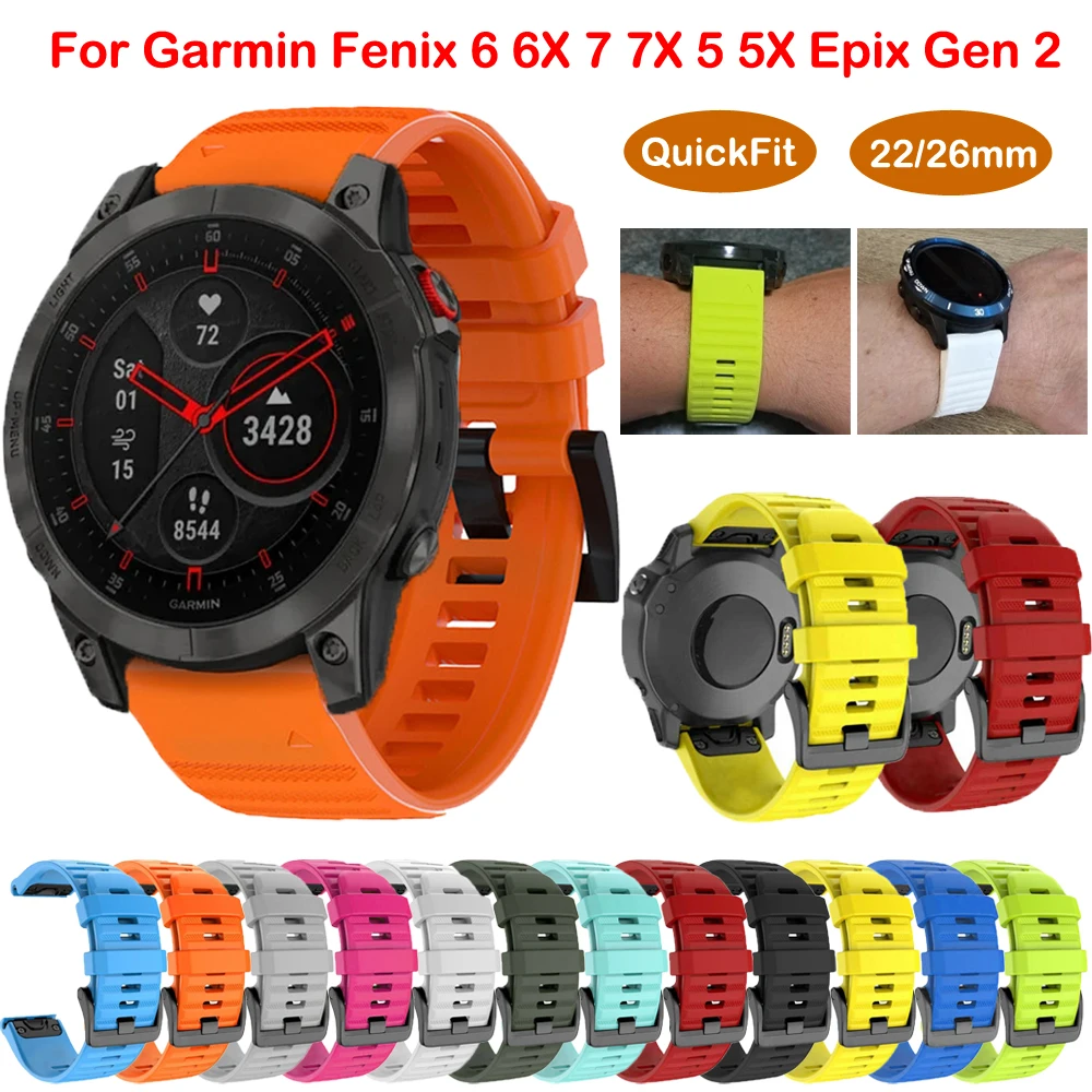 

Ремешок QuickFit для Garmin Epix Gen 2, силиконовый браслет для Garmin Fenix 7 7X 6 6X 5 5X Enduro 2 MK2i, 22 мм 26 мм