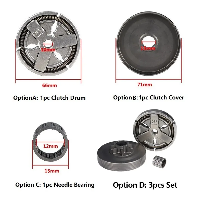 XCAN Clutch Drum+Clutch Cover+Needle Bearing For 4500 5200 5800 45cc 52cc 58cc Chainsaw Replacement Parts 2