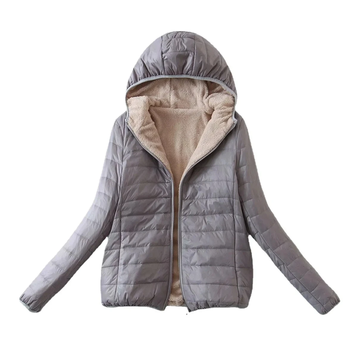 202Women's Jacket Cotton New In Korean Fashion Hooded Slim Add Plush Parkas Keep Warm Winter Women's Cold Coat Solid Casual Tops