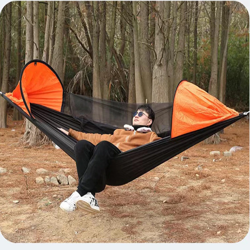 Automatic Quick-opening Mosquito Net Hammock Outdoor Camping Pole Hammock swing Anti-rollover Nylon Rocking Chair 280x140cm 6