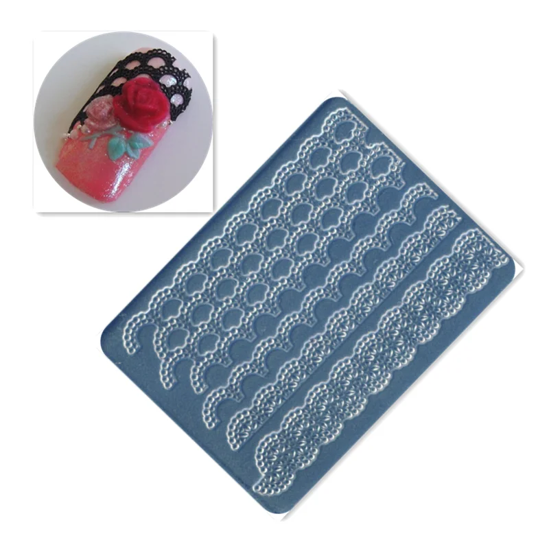 12pcs Nail Lace Mini Mold Relief Shallow Embossment Template 5