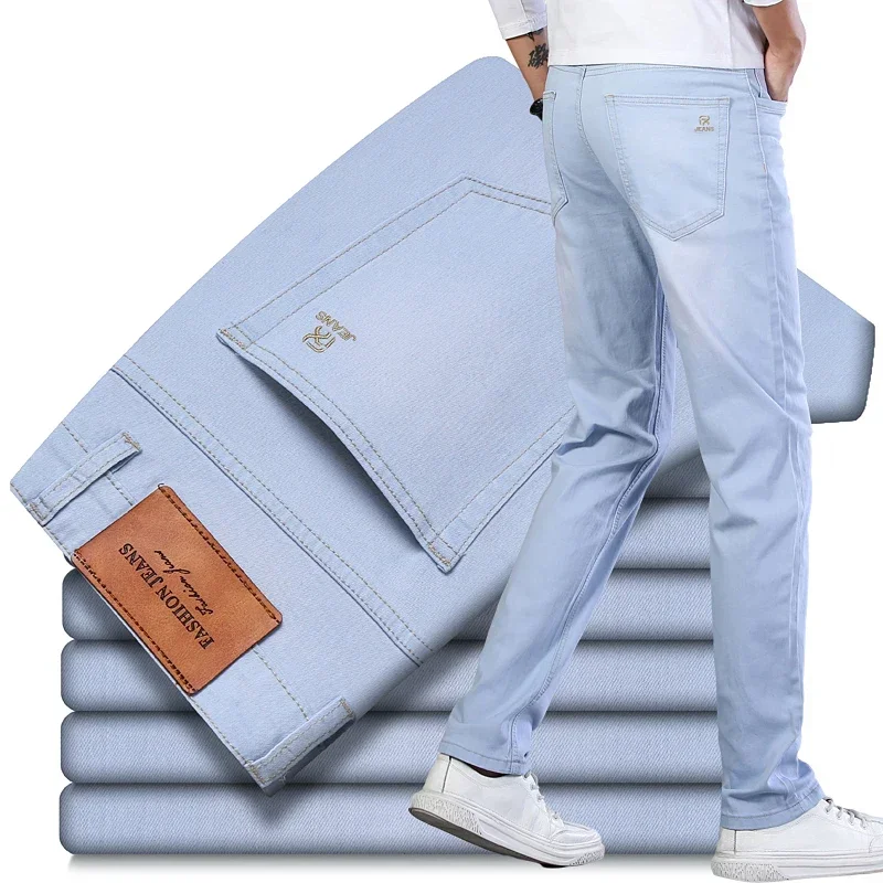 Men Jeans Mens Jeans Business Jeans Jeans Trousers Denim Trousers Classic Style Men Spring Summer Business Casual Stretch Cotton Denim
