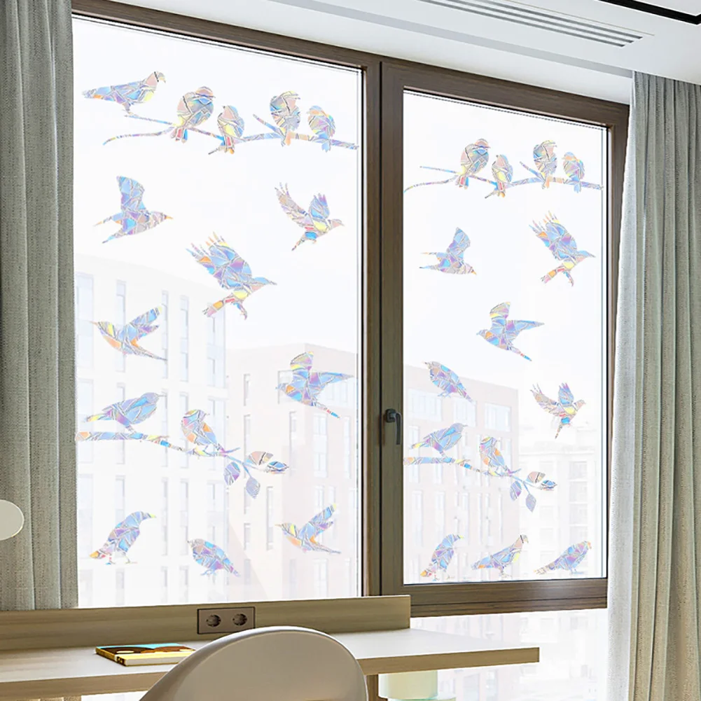 Bird Rainbow Suncatcher Window Stickers For Baby Kids Rooms Home Decortion PVC Glass Window Decals To Save Birds From Collisions window stickers