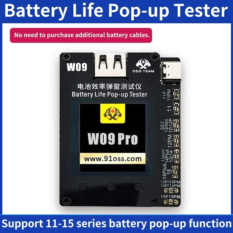 OSS W09 Pro V3 Battery Life Pop-up Tester for IPhone 11 12 13 14 15 Series Solves Window Pop-up Modify Battery Efficiency