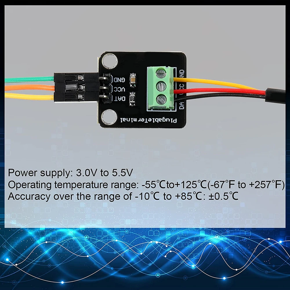 5 Pezzi Sensore Temperatura DS18B20 Impermeabile Con Adattatore A Morsetto - Sonda Modulare