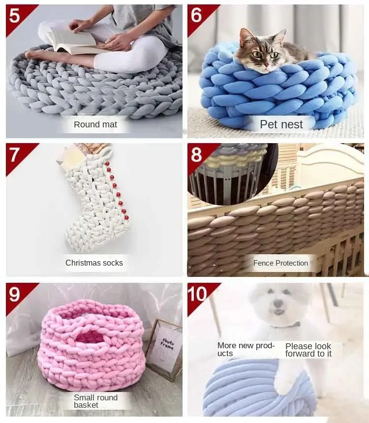 Description Picture 6 of item1KG Thick Super Bulky Chunky Yarn for Hand Knitting Crochet Soft Big Cotton DIY Arm Knitting Roving Spinning Yarn for Blanket
