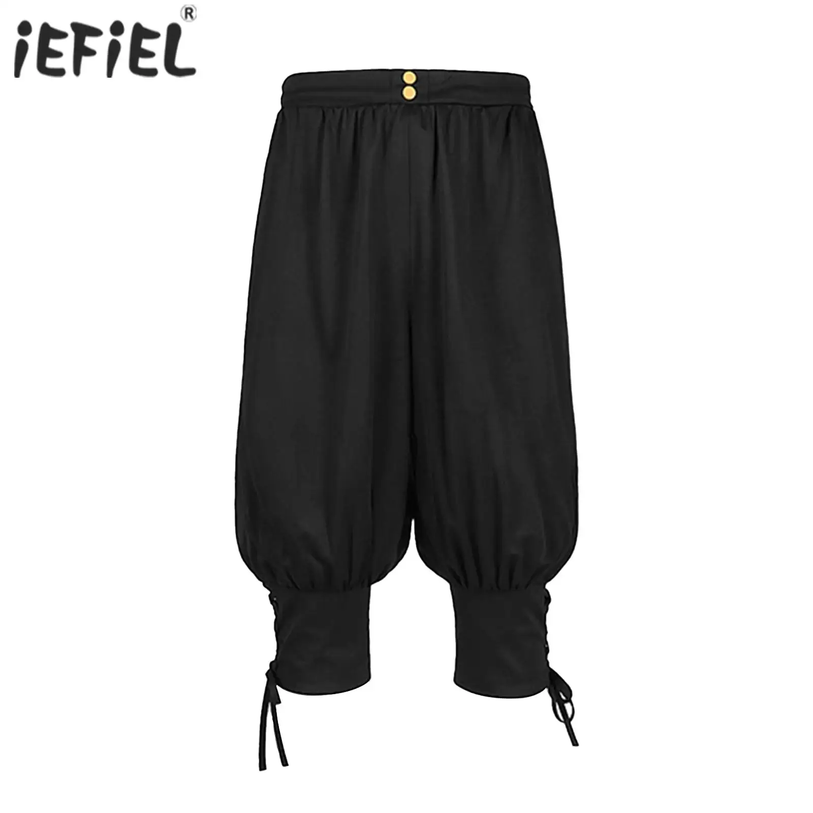 

Mens Pirate Pants Adult Medieval Renaissance Victorian Cosplay Costume Lace-up Trousers Steampunk Gothic Cropped Bloomers Pants