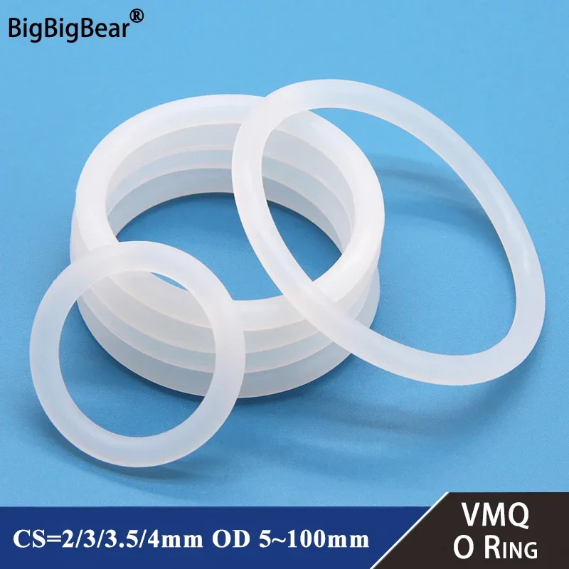 Silicone o ring 50pcs VMQ O ring thickness CS 2/3/3.5/4mm OD 5-100mm heat-resistant food grade silicone O-ring
