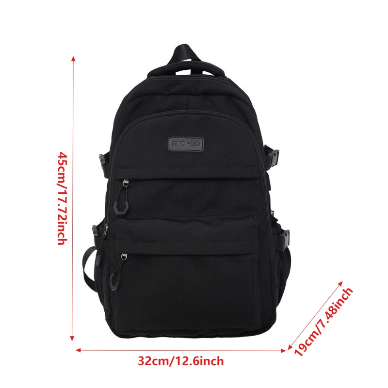 Large Capacity Solid Color Backpack for High School Students, Simple Black Travel Backpack for Middle School Students 2026 New