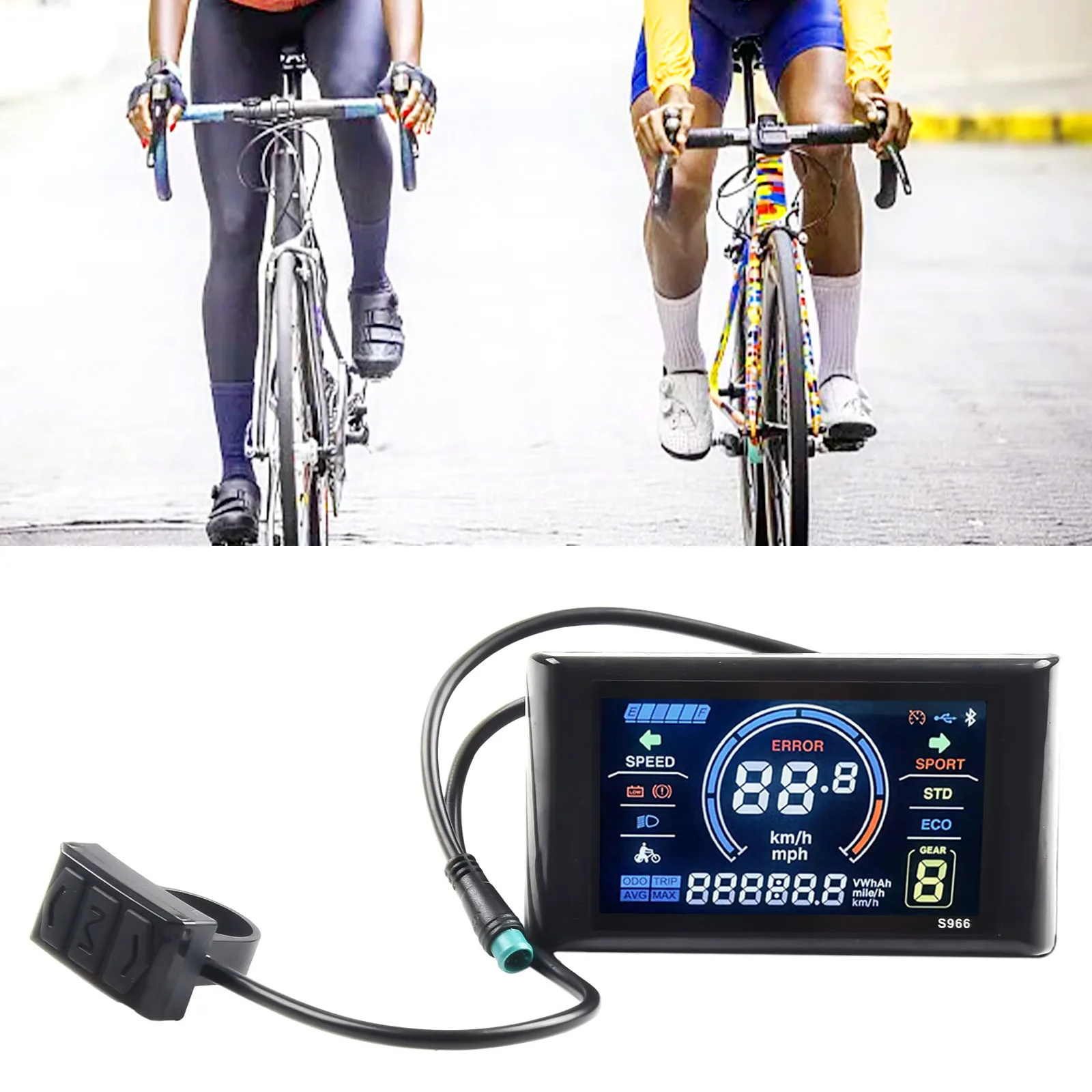 

24-72V E-bike Electric LCD-S966 Colorful Display Control Panel Agreement No.2 Outdoor Cycling Accessories Durable Practical