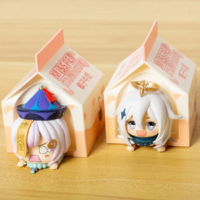 

Genshin Impact Action Figure Paimon Qiqi Kawaii Girl Milk Carton Mini Game Figures GK PVC Toys Friends Gifts Desktop Decoration