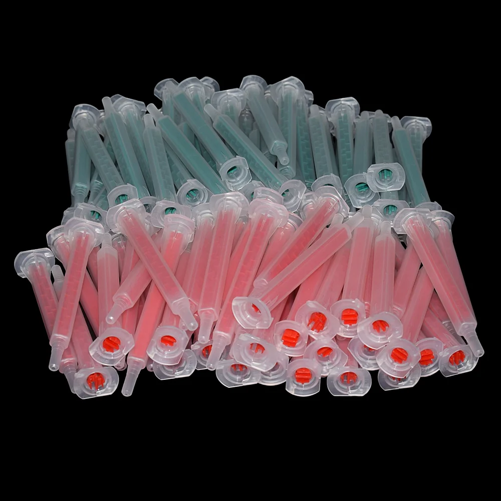 50pcs Mixing Nozzles Epoxy Resin AB Glues Static Mixer 83mm Mixing Tube for 50ml Two Component Adhesives 1:1 AB Glues Cartridges