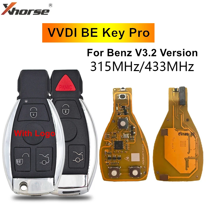 3/4 Buttons Xhorse VVDI BE Key Pro For Mercedes Benz V3.2 PCB Remote Key Chip Improved Version Smart 315MHz/433MHz