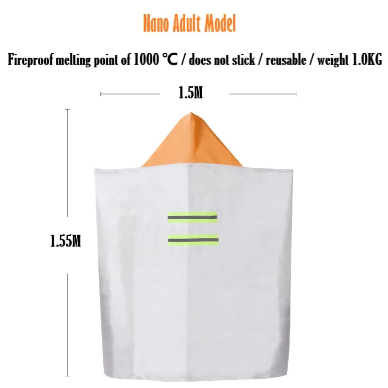A1 1.5M*1.55M Adult Nano Glass Fiber Fire Cloak Cloak Fire Blanket for Household High Temperature Escape