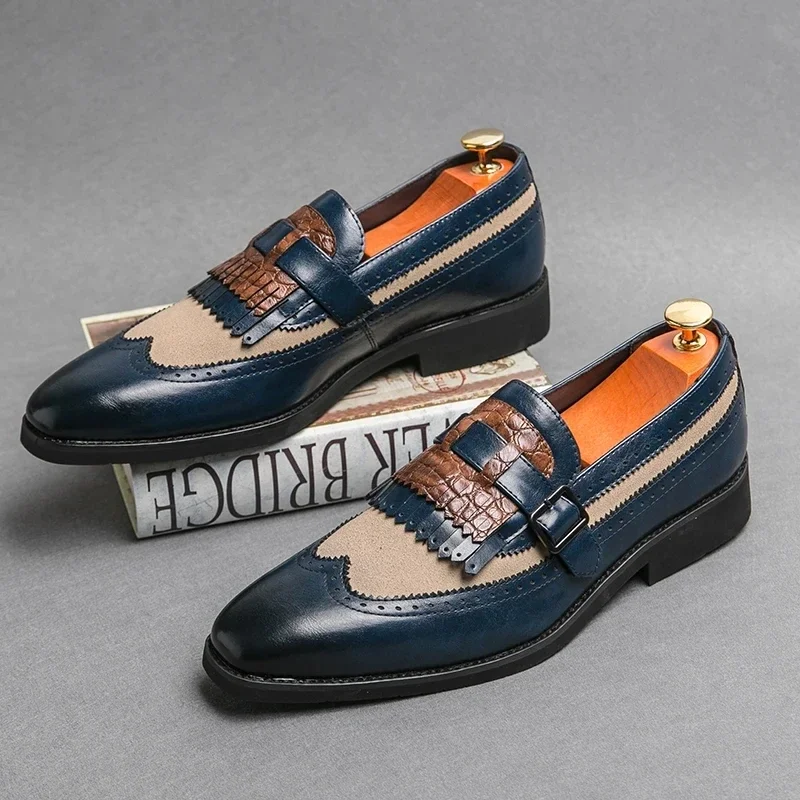 Men Fashion Classic Lefu Shoes Pointed Metal Buckle Party Office Business Block Shoes Size 38-46 Men