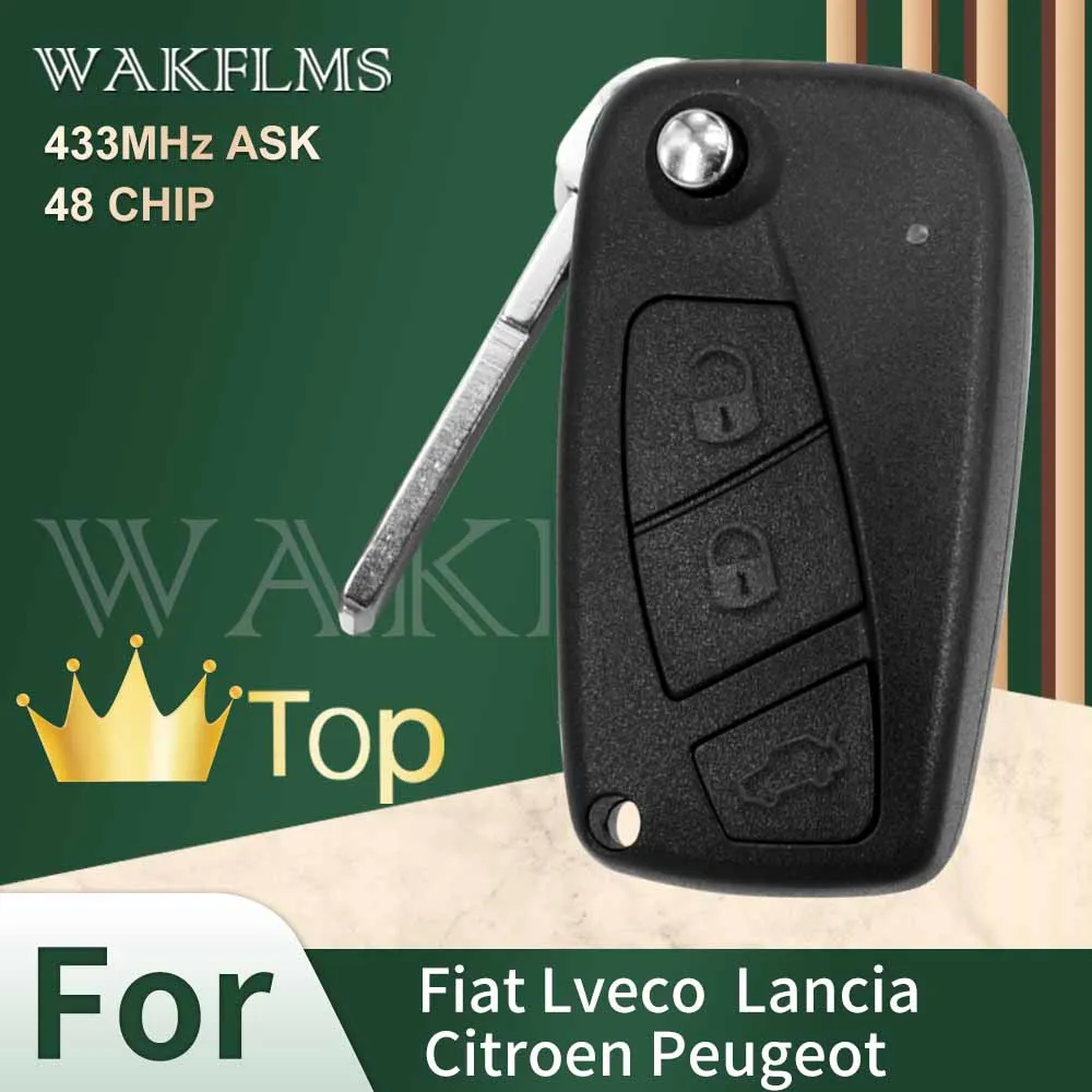 For Fiat Punto Linea Ducato Bravo Iveco Lancia 2001-20009 48 Chip Flip Car Key Citroen Peugeot Boxer Jumper Relay
