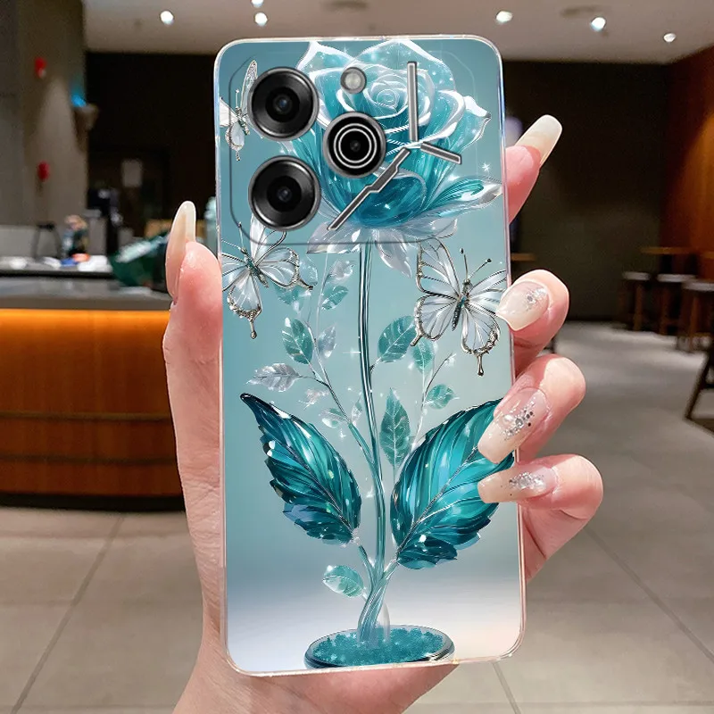 Luxury Butterfly Flowers Transparent Soft TPU Phone Case