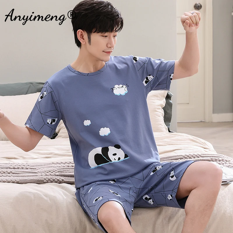 New Couple Fashion Round Collar Pajama Sets Cartoon Happy Bear Printing Sleepwear Young Lovers Homewear Student's Loungewear soft cotton pyjamas Pajama Sets