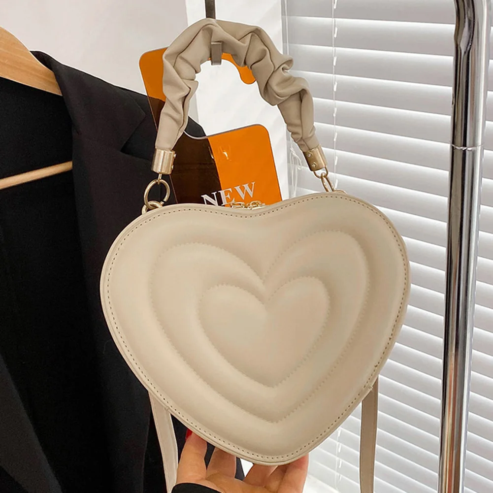 Women Heart Shape Clutch Purse Large Capacity Shoulder Bag Cute PU Fashion Crossbody Bag with Strap for Shopping Work Daily Use 2